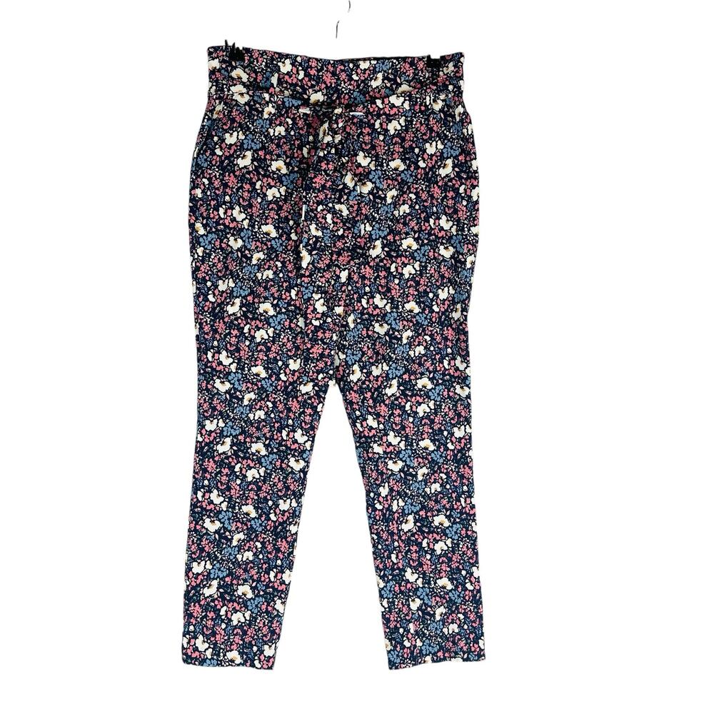 New Jules & Leopold Womans Large Pull On Pants Slim Leg Floral Stretch Ankle NWT